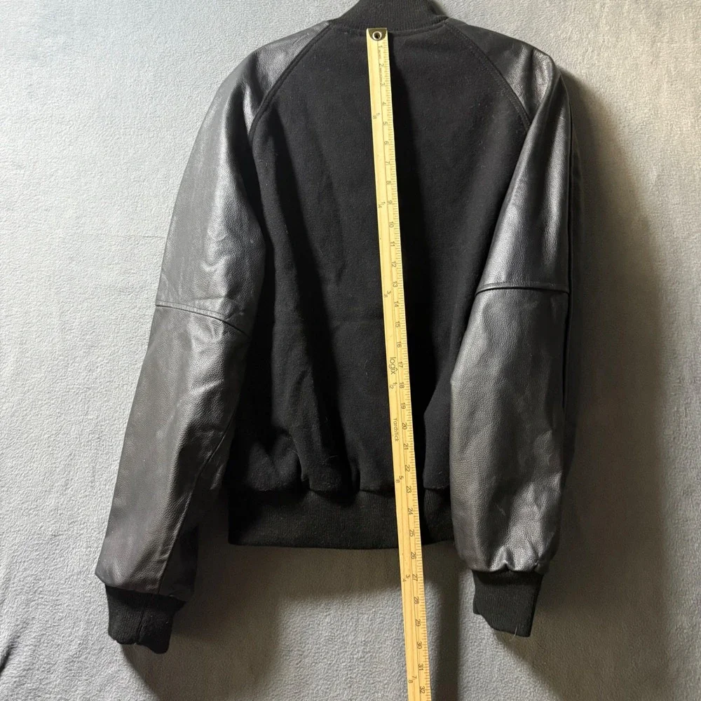 Vintage Dalfour Michigan Wolverines Varsity Jacket Wool Leather Small Black